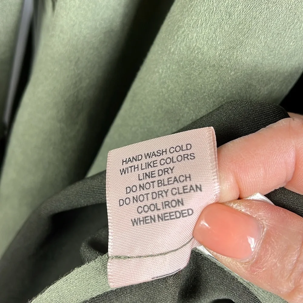 Philosophy faux leather trench belt wrap Sz M olive green - Picture 13 of 13